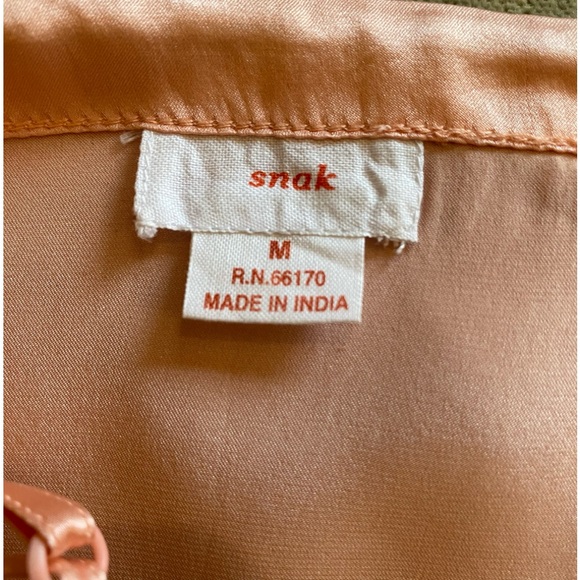 Pure silk S/M peach with ivory trim extra long camisole. - Picture 9 of 9